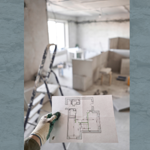 Plan d’appartement en rénovation à Ajaccio, travaux de restructuration intérieure en cours.
