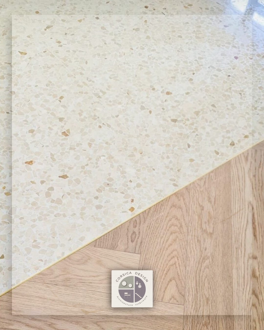 Carrelage terrazzo et parquet