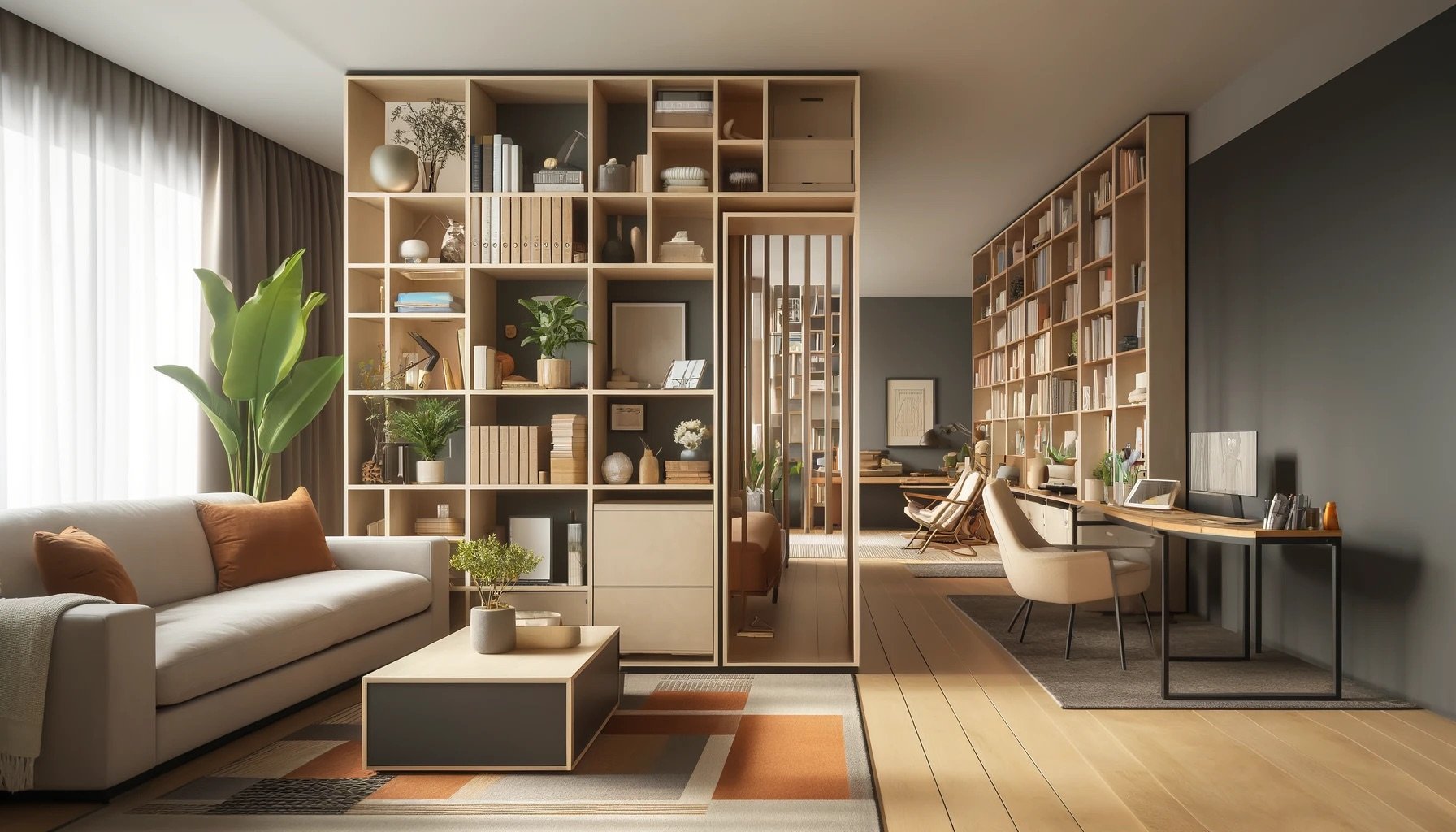 Bibliothèque design avec rangements optimisés