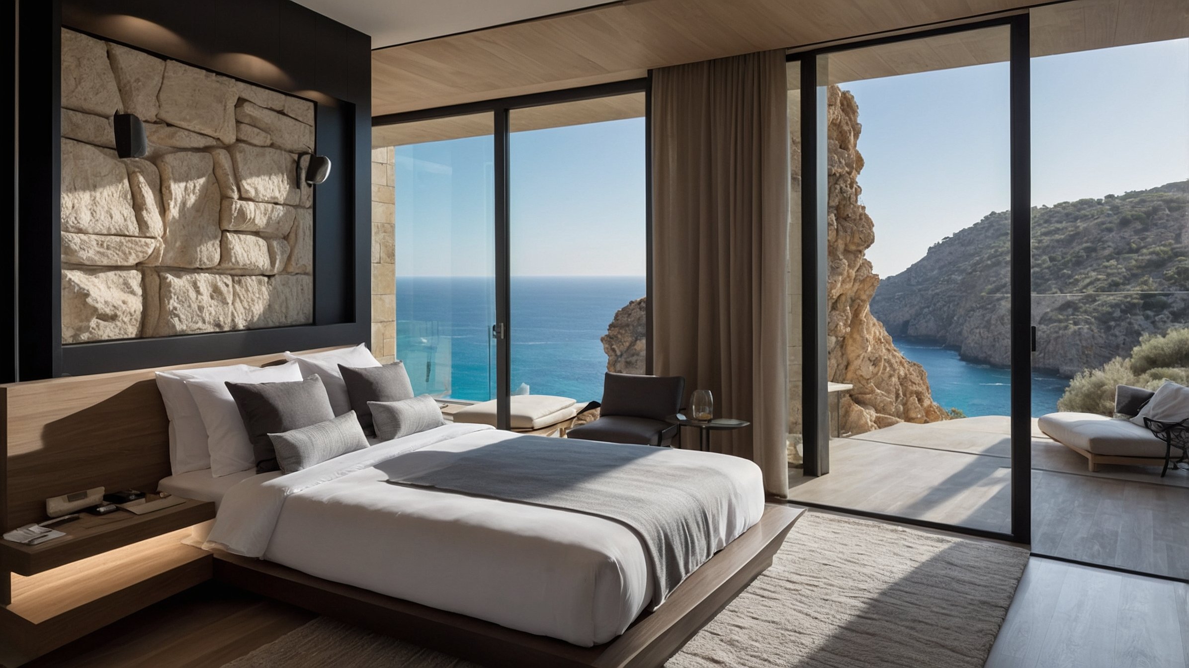 Chambre connectée avec terrasse privée et piscine à débordement