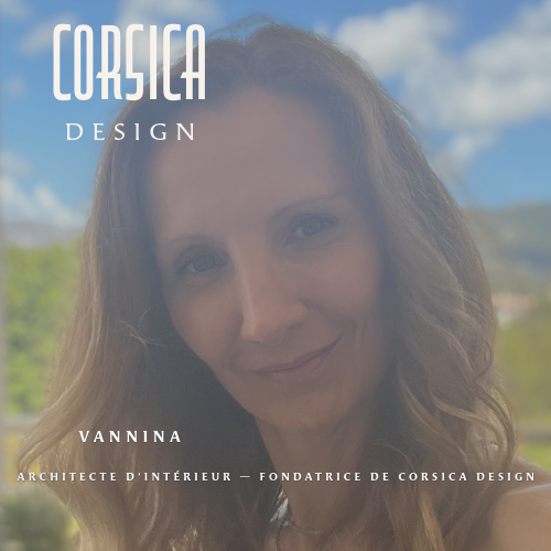 “Portrait de Vannina, architecte d’intérieur et fondatrice de Corsica Design, spécialisée en architecture CHR en Corse.”