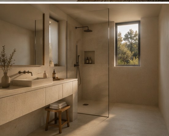 Casa Mare, salle de bain en enduit minéral