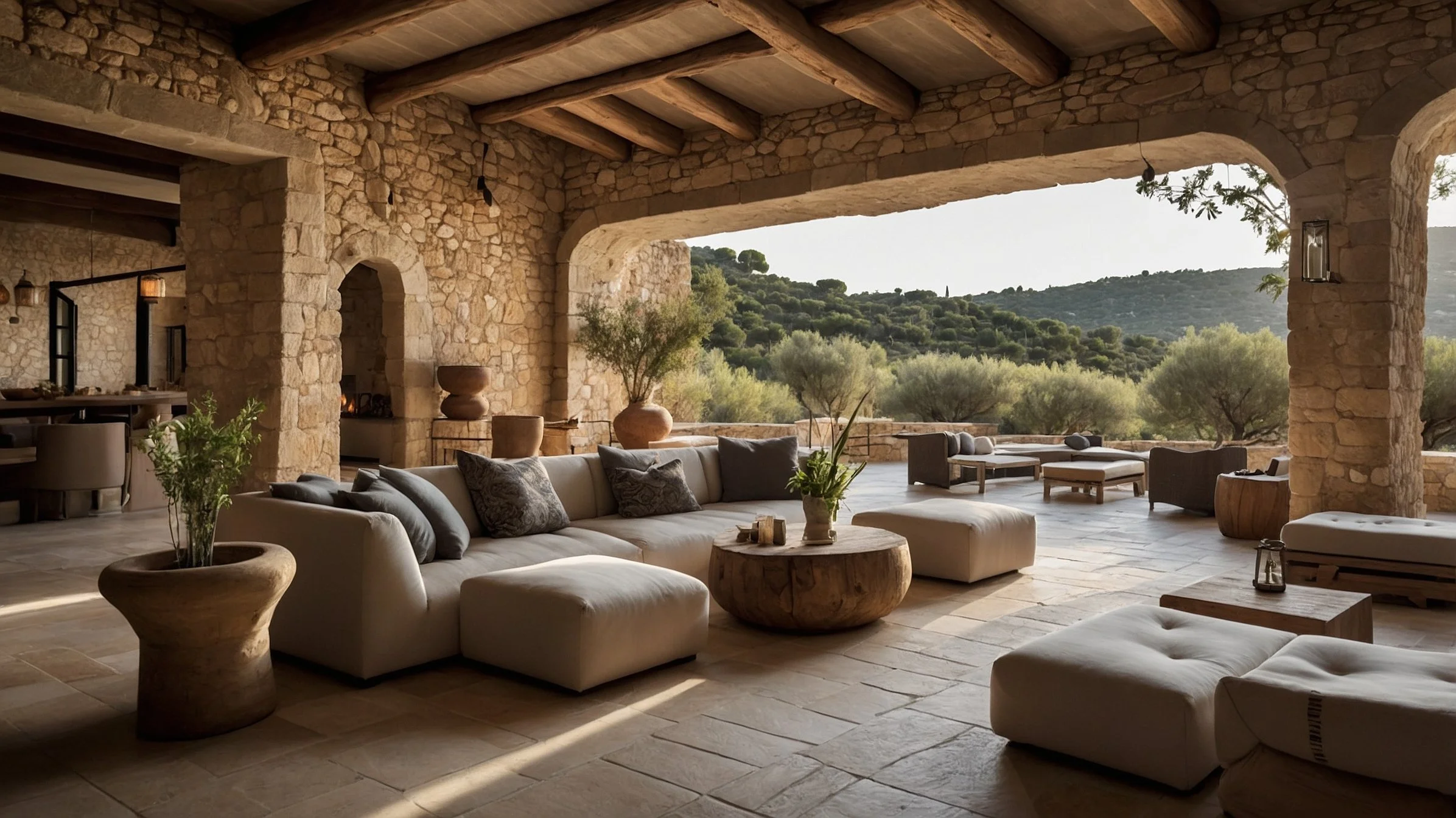 U Liccettu, terrasse en pierre et oliviers